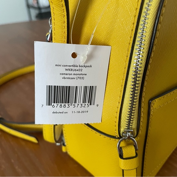 *NWT* Yellow Kate Spade Mini Convertible Leather Backpack - Picture 3 of 5